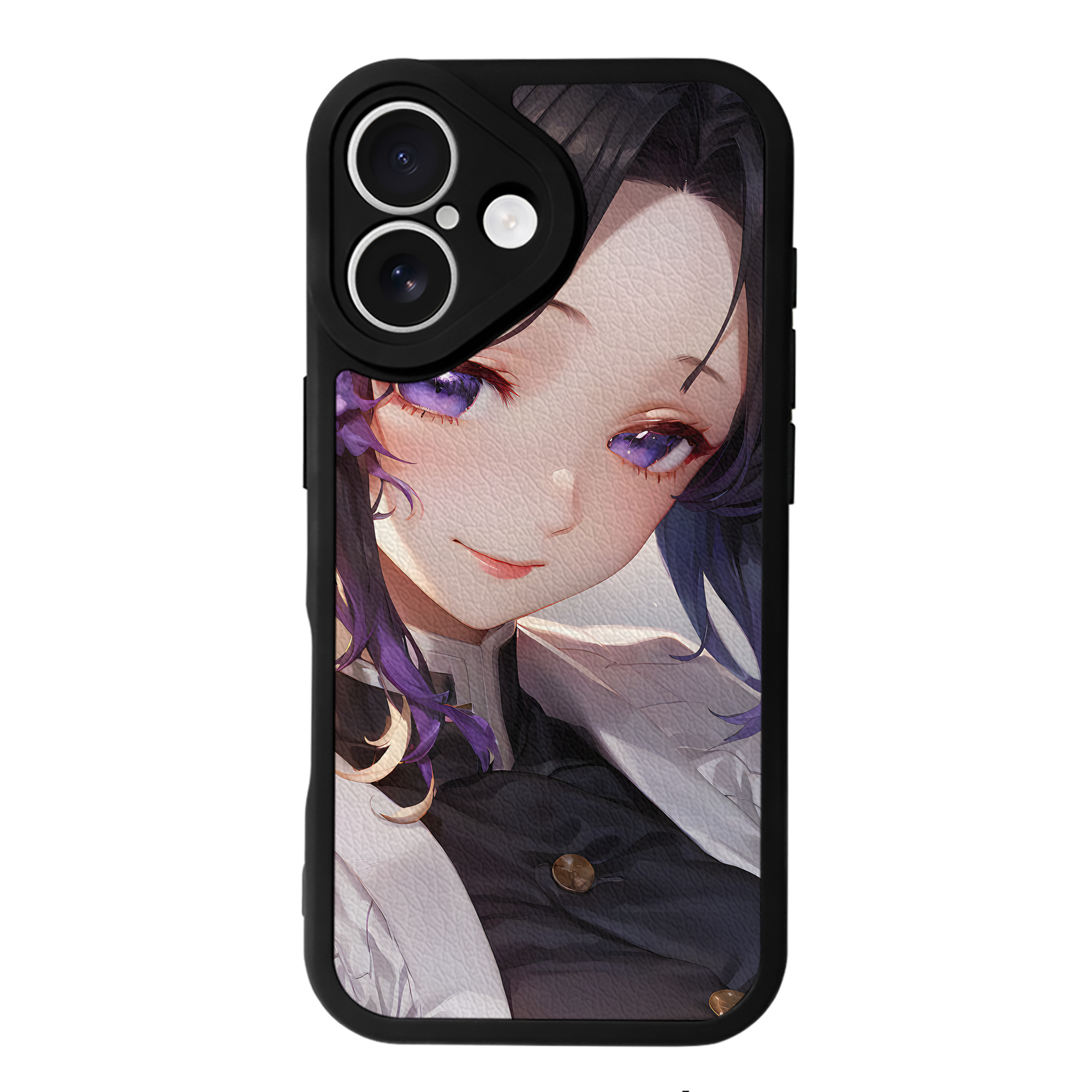 （画像用） 鬼滅の刃（きめつのやいば）蟲柱-胡蝶 しのぶ／こちょう しのぶ Kochou Shinobu 【iPhone 16シリーズ対応】シリコンスマホケース（レザー調） 材質：シリコン